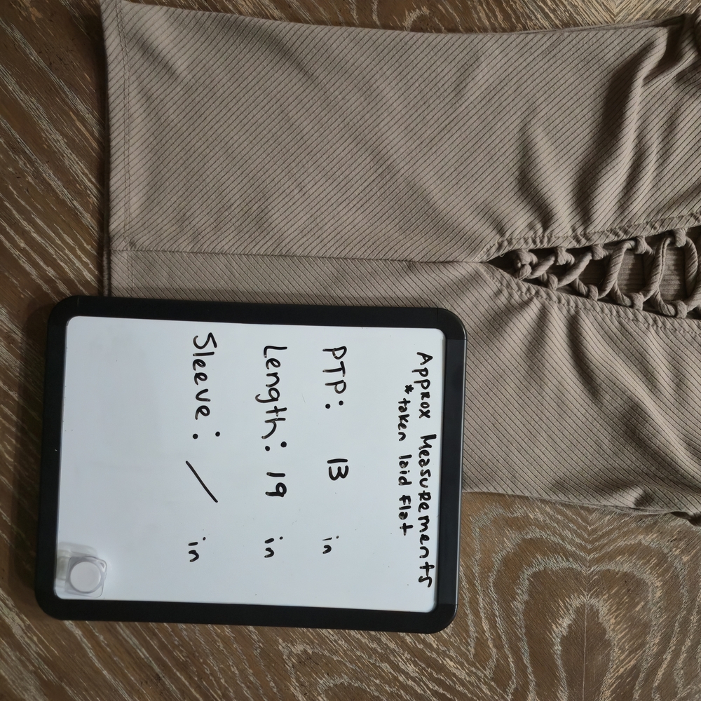 Red by BKE Taupe Ribbed Lace-Up Front Tank Top Women’s Small Stretch Knit - Picture 6 of 6